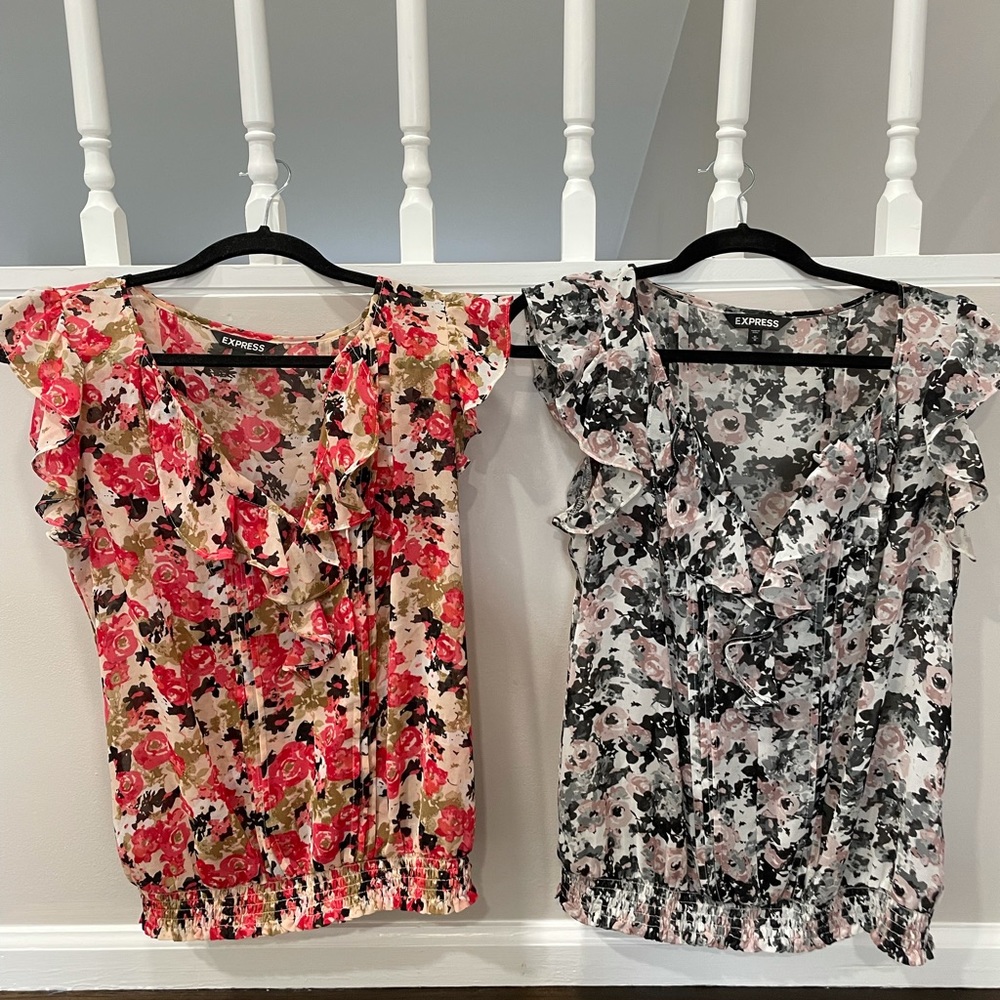 2 Medium Express Floral shirts NWOT